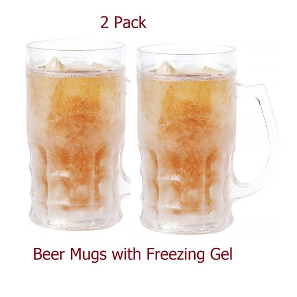 Dining Beer Mugs With Freezing Gel Gift Pack Of 2 Keeps Your Beverage